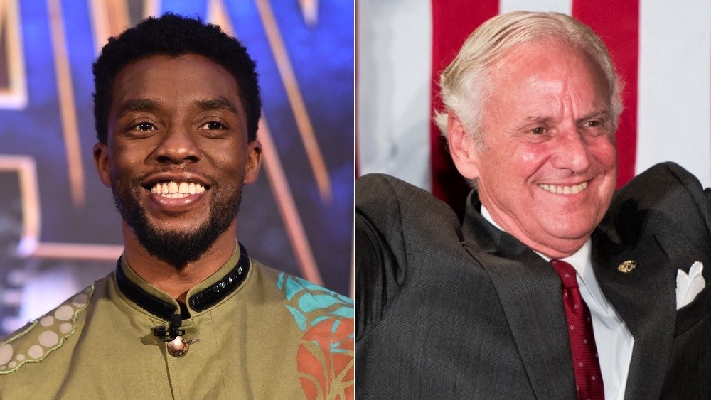 Immagine divisa di Chadwick Boseman e del governatore Henry McMaster