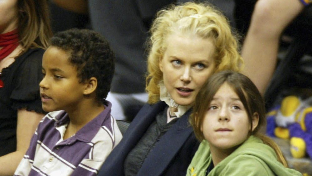 Nicole Kidman con i bambini adottivi Connor e Isabella Cruise ad un evento sportivo