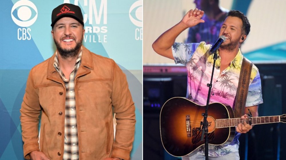 Luke Bryan in una giacca di camoscio, Luke Bryan in una camicia hawaiana