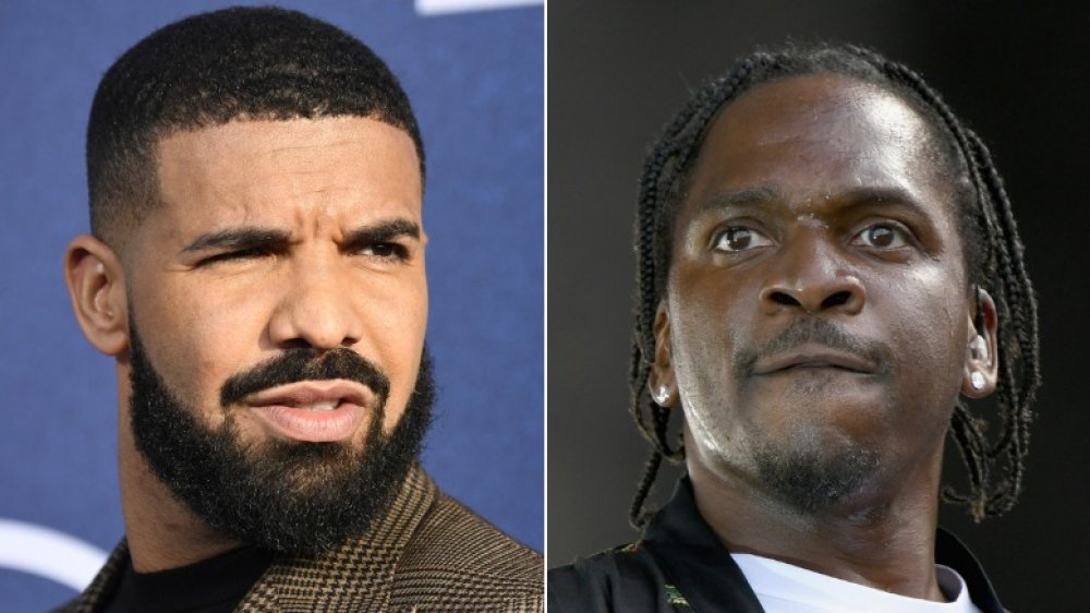 Drake sembra arrabbiato (a sinistra), Pusha T sembra intenso (a destra)