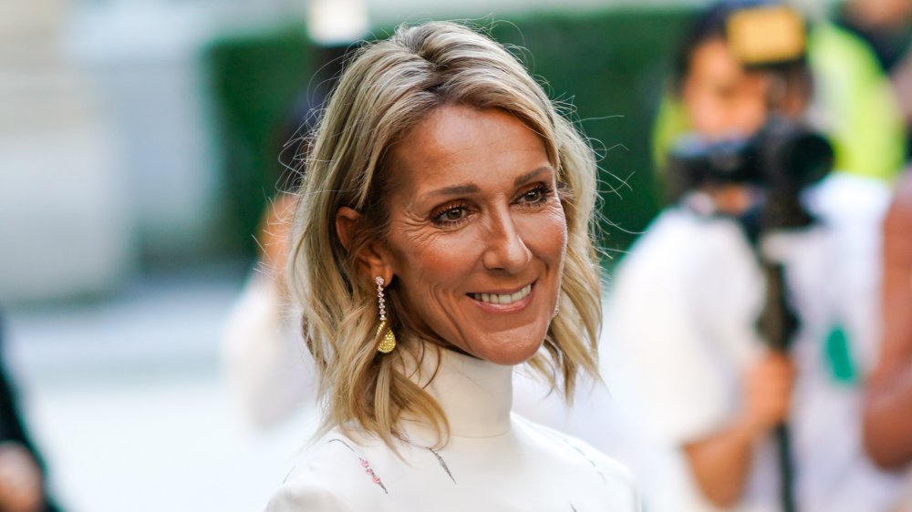 Céline Dion sorride in dolcevita bianco