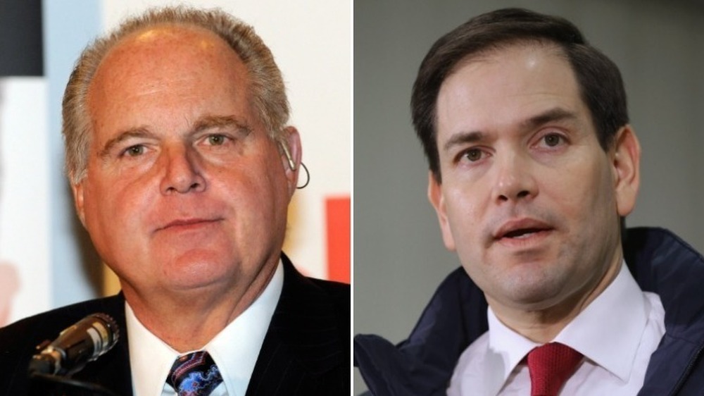 Rush Limbaugh sorride (a sinistra), parla Marco Rubio (a destra)