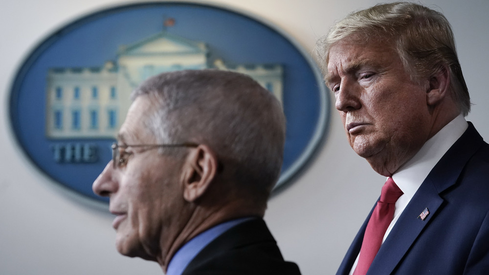 Doald Trump e Anthony Fauci in una conferenza stampa il 24 marzo 2020