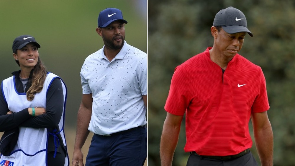 Cheyenne Woods e Aaron Hicks con Tiger Woods