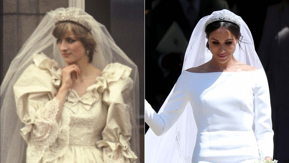 La principessa Diana e Meghan Markle ai loro matrimoni reali