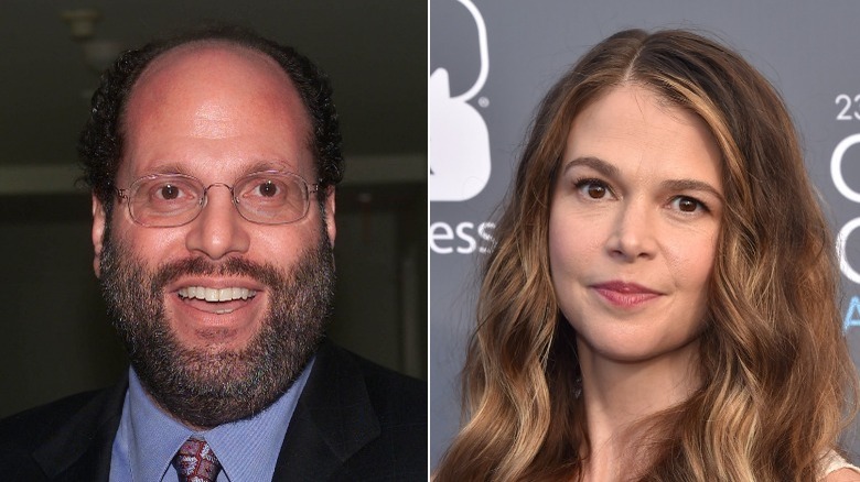 Scott Rudin sorride e Sutton Foster che guarda l'obbiettivo