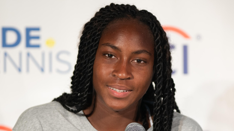 Coco Gauff durante una conferenza stampa