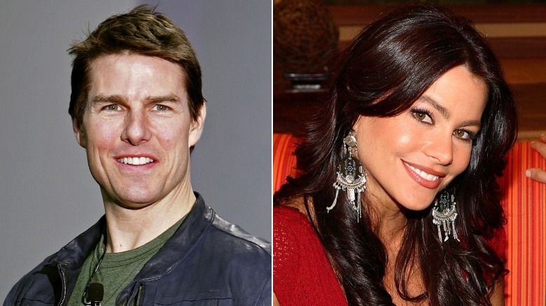 Tom Cruise, Sofia Vergara, immagine divisa, entrambi sorridenti