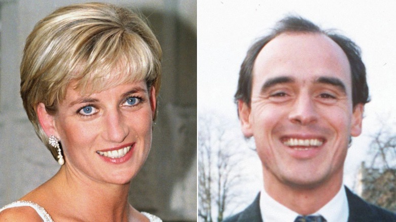 La principessa Diana e James Gilbey nella foto separatamente, entrambi sorridenti