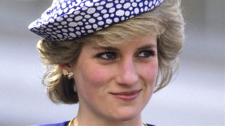 La principessa Diana con il cappello blu, sorridente