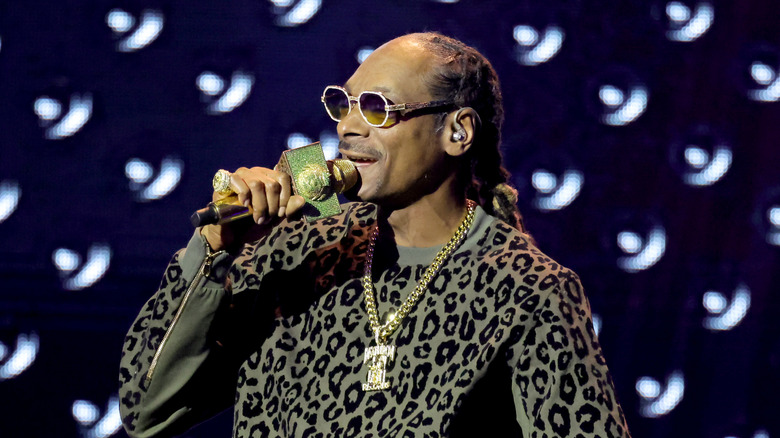 Snoop Dogg che rappa in stampa leopardata