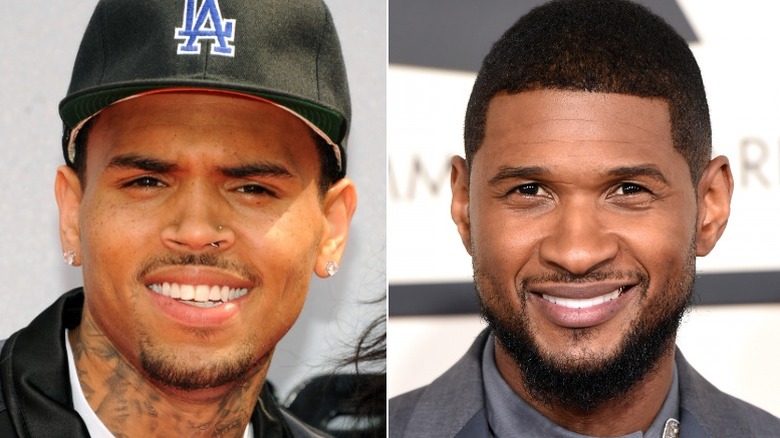 Chris Brown, a sinistra, e Usher, a destra 