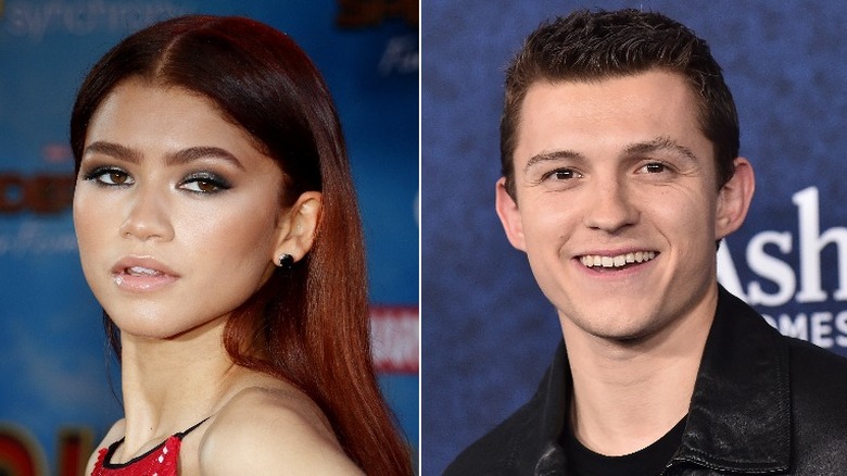 Zendaya posa Tom Holland sorridente