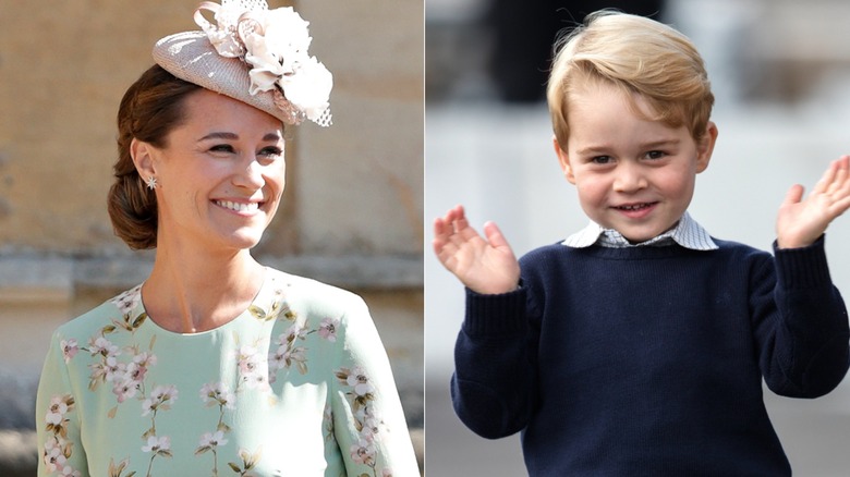 Pippa Middleton sorride, il principe George saluta