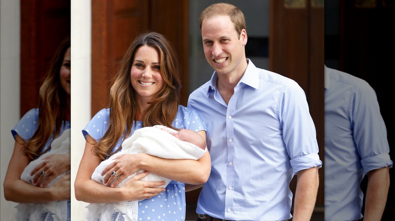 Abito a pois di Kate Middleton, baby Prince George, Prince William sorridente