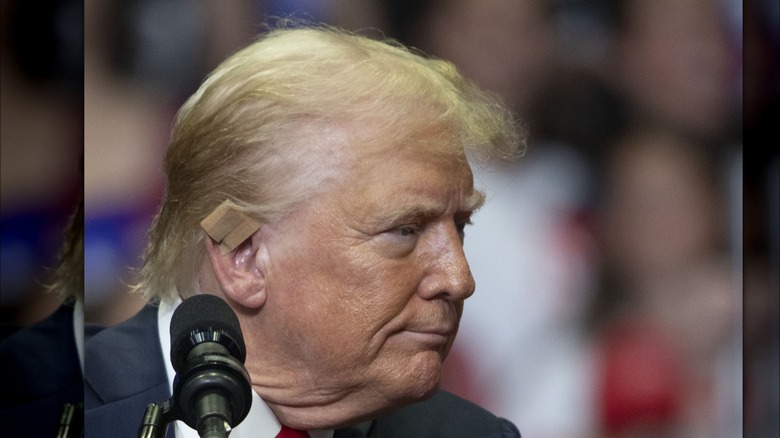 Donald Trump pettina i capelli parlando