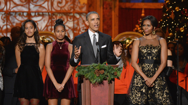 La famiglia Obama sul palco