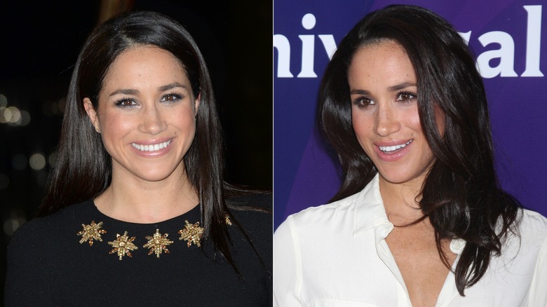 Meghan Markle con i capelli castano notte