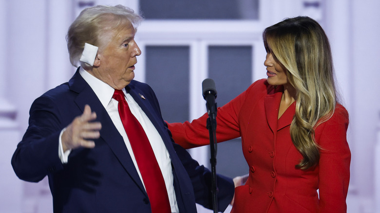 Donald e Melania Trump sul palco