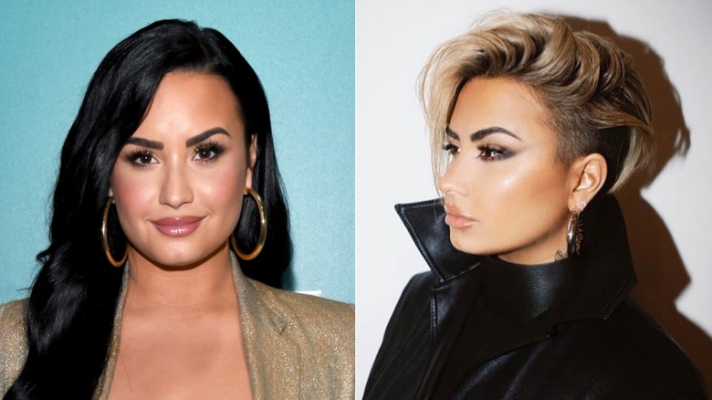 Demi Lovato capelli lunghi taglio corto biondo pixie