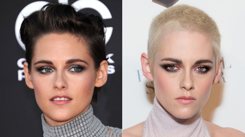 Kristen Stewart capelli scuri taglio rasato platino