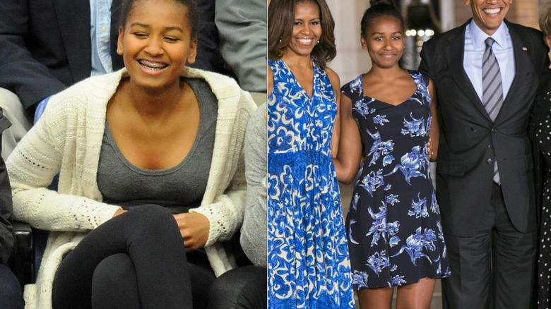 Sasha Obama in abito blu