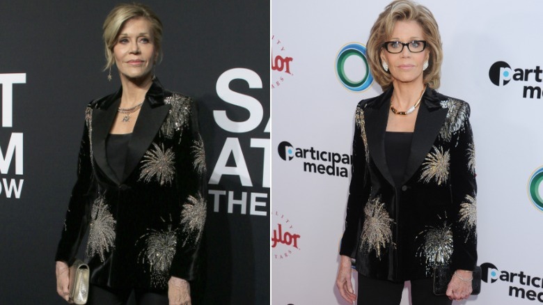 Jane Fonda con giacca abbagliante