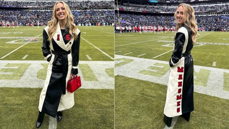 Il cappotto bianco e nero di Brittany Mahomes