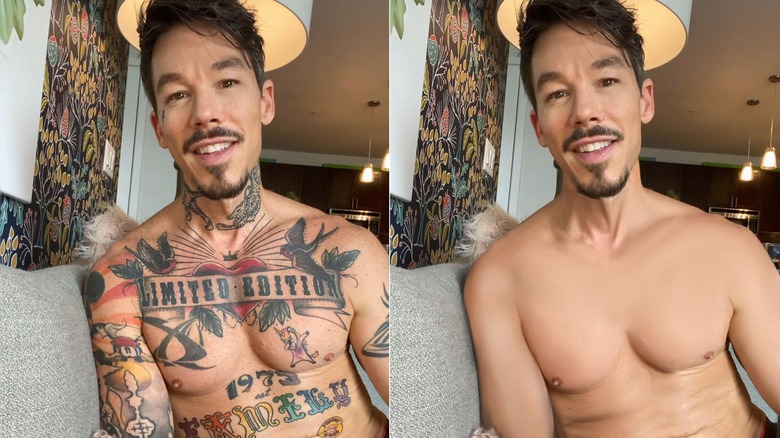 David Bromstad con e senza tatuaggi