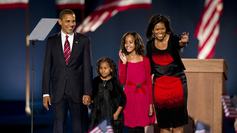 La famiglia Obama sul palco