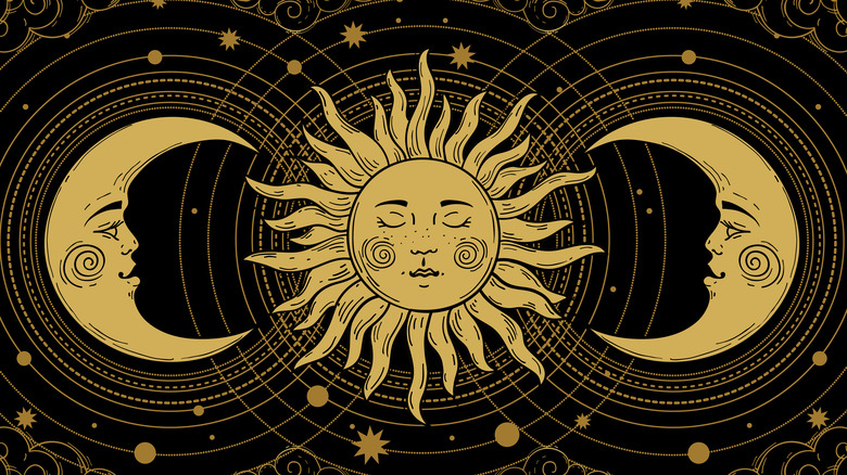 Disegno astrologico del sole e della luna