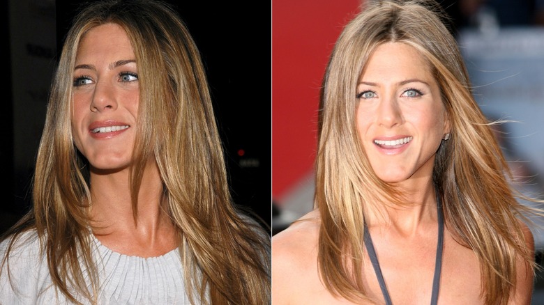 Capelli scalati che incorniciano il viso di Jennifer Aniston