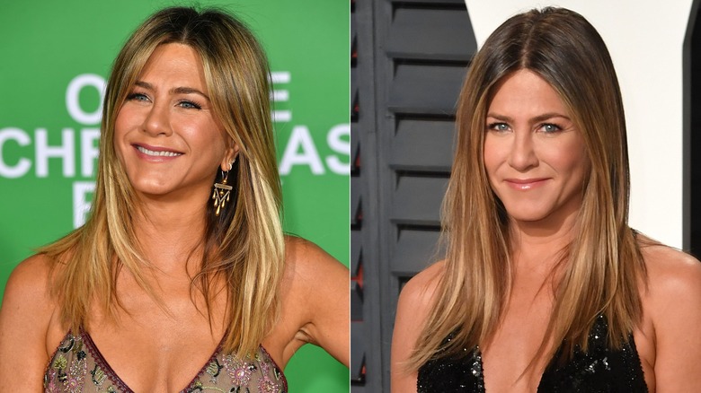 Jennifer Aniston riga in mezzo i capelli