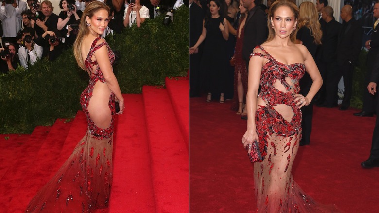 L'abito rosso di Jennifer Lopez al Met Gala