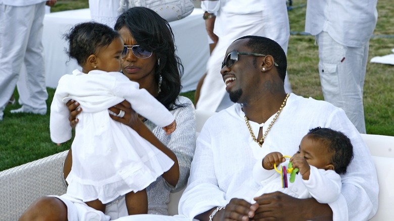 Diddy e Kim Porter con i loro figli