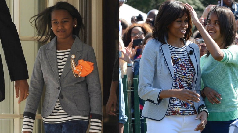 Sasha e Michelle Obama indossano blazer