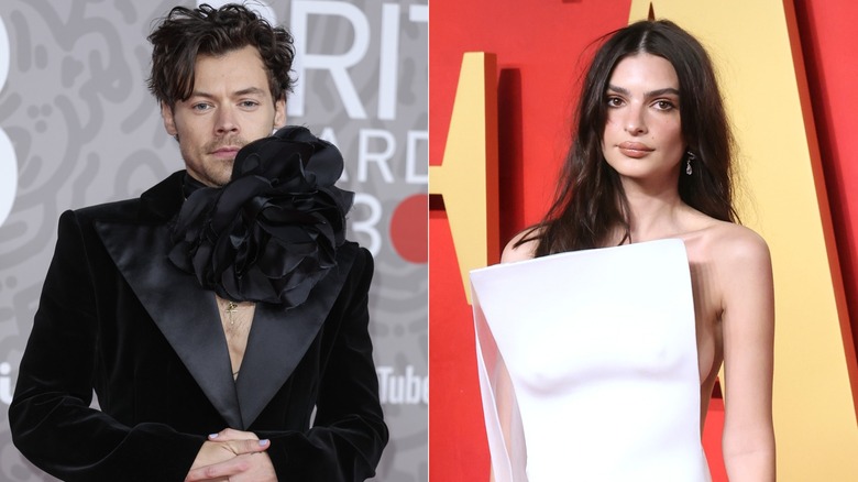 Harry Styles indossa un fiore nero, Emily Ratajkowski indossa un abito bianco