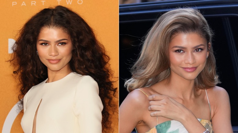 Zendaya capelli lunghi ricci capelli biondi corti