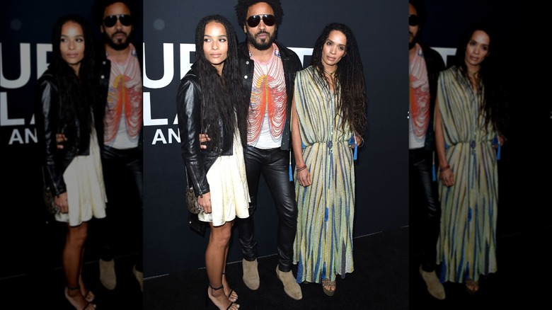 Zoe e Lenny Kravitz Lisa Bonet posano insieme