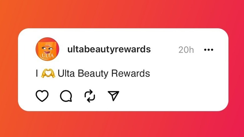 Post sui social media di Ulta Beauty Rewards