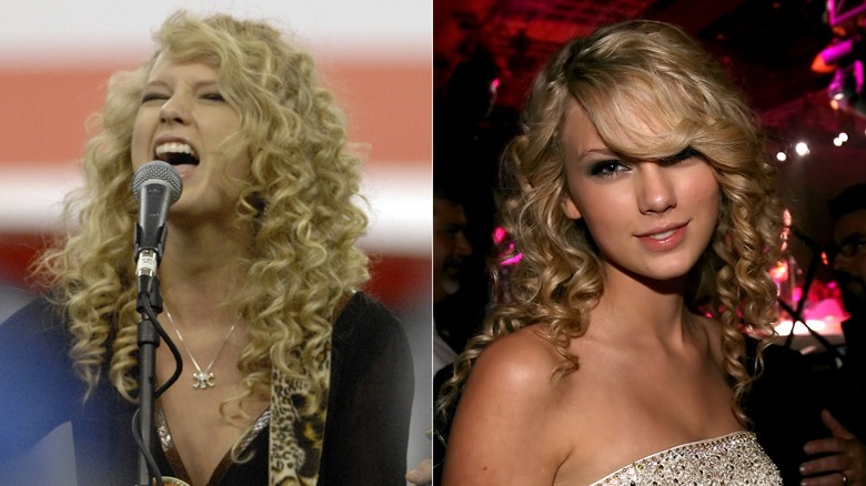 Taylor Swift adolescente con capelli ricci