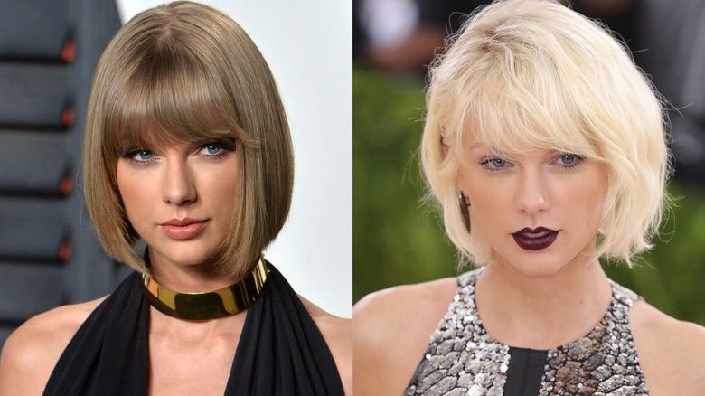 Taglio di capelli bob e capelli decolorati di Taylor Swift