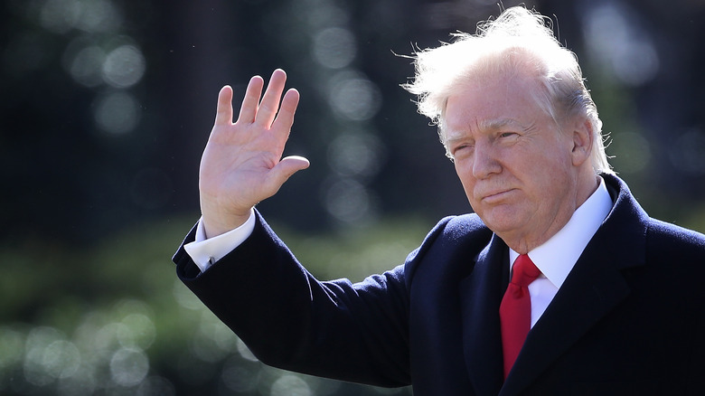 Donald Trump agita i capelli svolazzanti