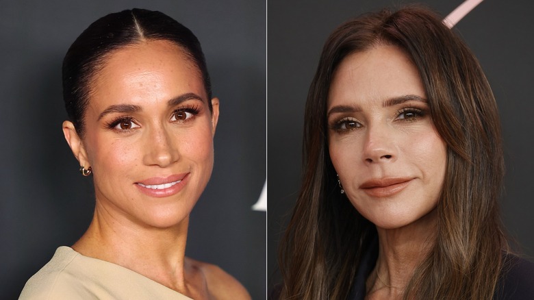 Meghan Markle e Victoria Beckham sorridono