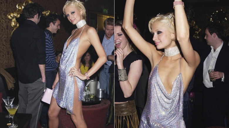 Paris Hilton vestito glitterato per il 21° compleanno anni 2000