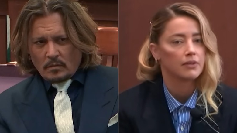 Johnny Depp, a sinistra, Amber Heard, a destra, sotto processo