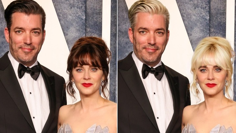 Jonathan Scott e Zooey Deschanel con i capelli biondi