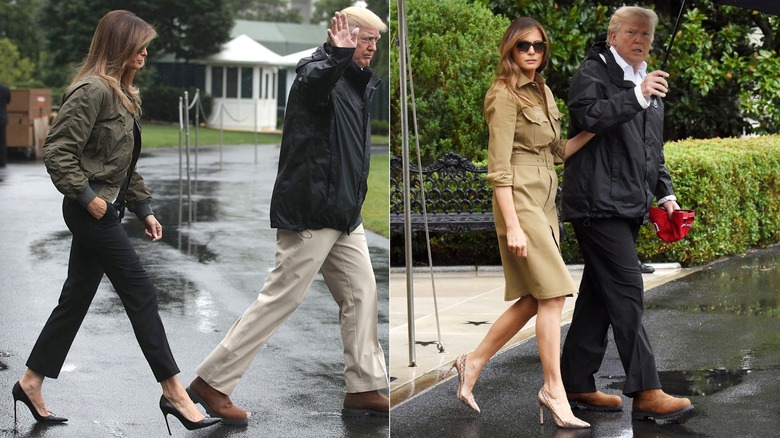 Donald e Melania Trump dopo l'uragano Harvey