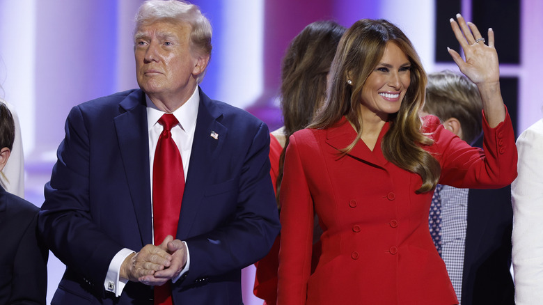 Donald Trump e Melania Trump sul palco