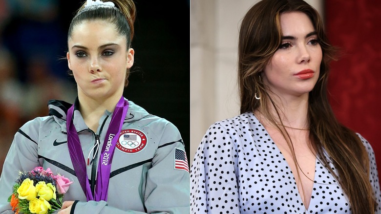 McKayla Maroney nel 2012 e nel 2021